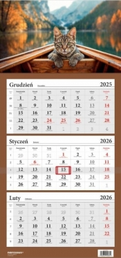 Kalendarz 2026 Trójdzielny LUX Kot w łódce