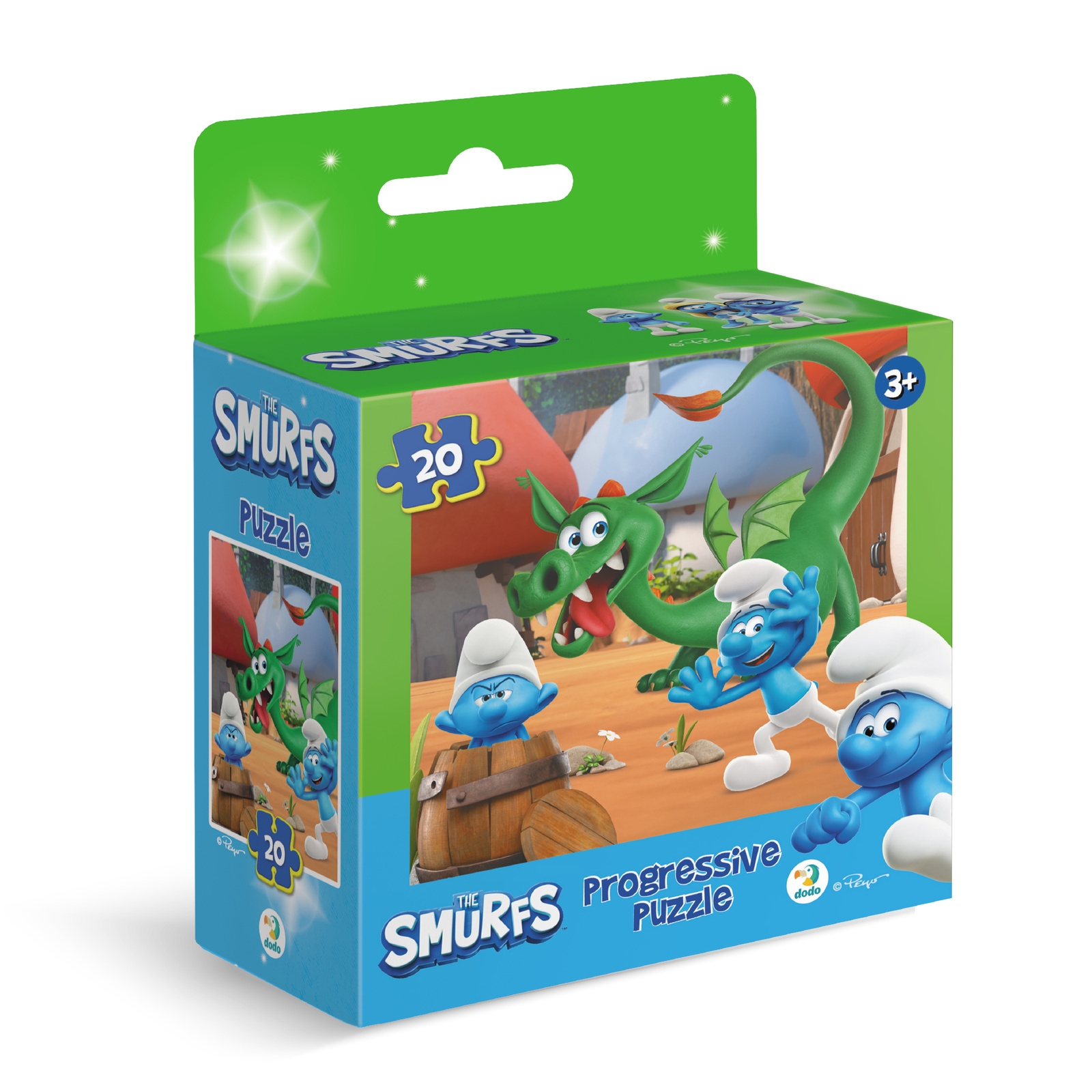 <img src='https://webimage.pl/pics/855/2/d4823115912855.jpg' style='height:440px' /> Smerfy - Zabawa w chowanego ze smokiem, 20 el. (200694)