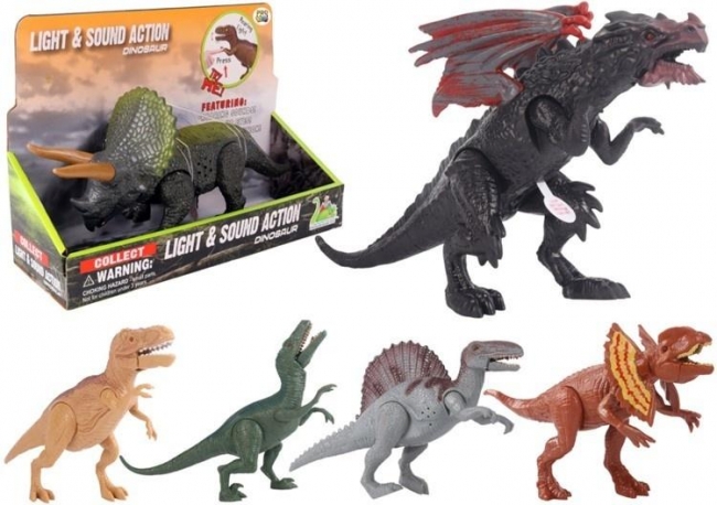 Dinozaur figurka ryczy i świeci mix