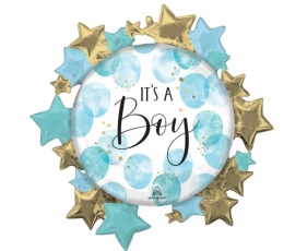Balon foliowy Baby Boy Blue Watercolor 76x76cm