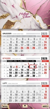 Kalendarz 2026 trójdzielny płaska główka - Glamour (KT-1V.79)
