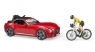  Bruder Auto Roadster czerwone z figurką i rowerem