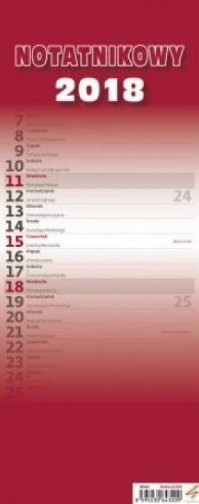 Kalendarz 2018 Slim Notatnikowy HELMA