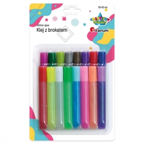Klej z brokatem, 16 kolorów x 10ml (439199)