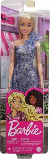 Lalka Barbie blondynka w lśniącej niebieskiej sukni (T7580/GRB32)