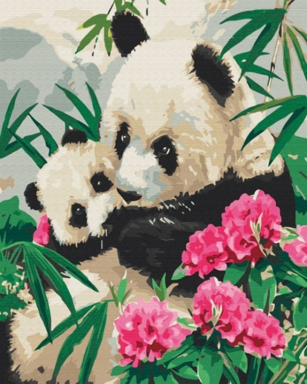 Obraz Malowanie po numerach - Mama panda z dzieckiem (BS51964)