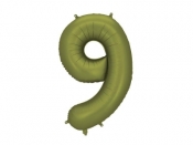 Balon foliowy cyfra 9 86cm oliwkowy