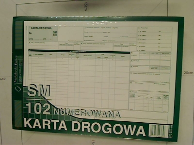 Karta drogowa A4 samochody cięzar. 801-1-N numerowana