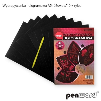 Wydrapywanka hologramowa A5 różowa