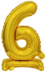  Balon foliowy mini cyfra 6 ze stopką złota 22x40cm