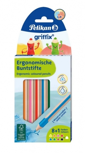 Griffix kredki drewniane, 9 kolorów