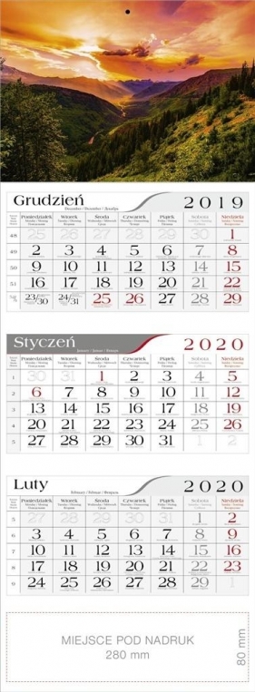Kalendarz 2020 Trójdzielny Górski pejzaż CRUX