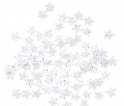 Gwiazdki z brokatem białe 1,1cm 96szt