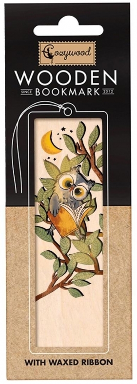 Zakładka drewniana Czytająca sowa