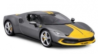 Ferrari 296 GTB Assetto Grey/Yellow 1:18 BBURAGO