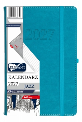 Kalendarz 2027 A5 dzienny Jazz - turkusowy