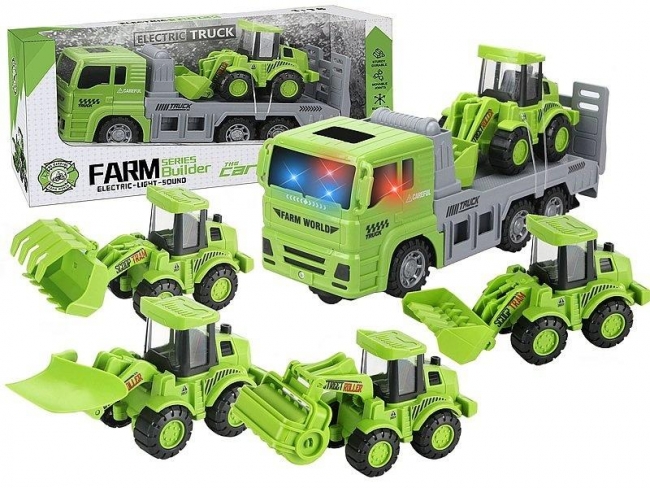 Laweta z pojazdem budowlanym zielone MIX