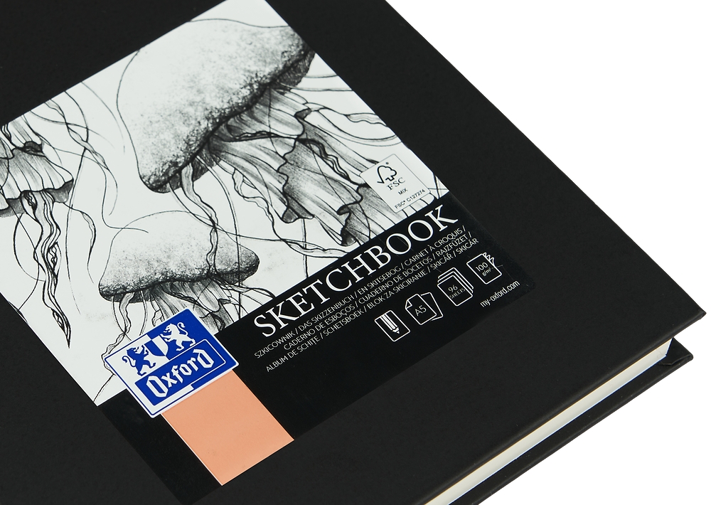 Szkicownik Oxford Sketchbook Artistic A5/96k szyty - czarny