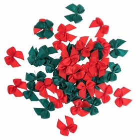 Mini kokardki satynowe czerwone, zielone BN 50szt
