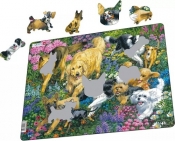 Układanka Psy na polu z kwiatami 32 elementy