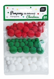 Pompony do dekoracji - Christmas, 60 szt.