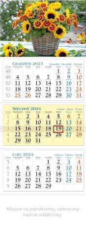 Kalendarz 2024 Trójdzielny Kwiaty