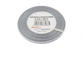 Wstążka brokatowa - Srebrna, 6x22m