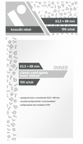 Koszulki na karty Rebel (63,5x88 mm) "Classic Card Game Inner Sleeve", 100 sztuk