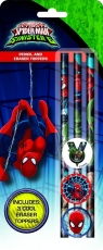 Spiderman 6 zestaw: 3 ołówki + 3 gumki