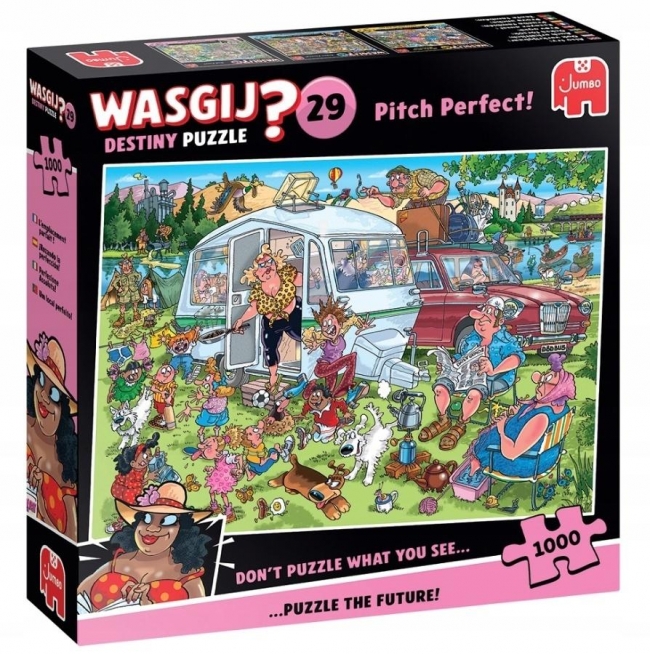 Puzzle 1000 Wasgij Jumbo Retro na kampingu