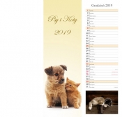 Kalendarz 2019 pasek 15x48 Psy i Koty