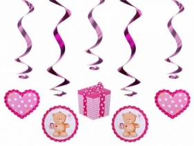 Dekoracja Partydeco Świderki Misie, różowe 60 cm (1 op. / 5 szt.) (SWID3)