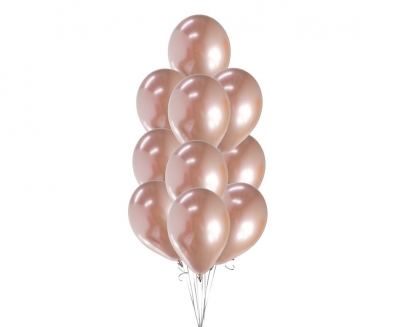Balon gumowy Godan metalik różowo-złote 10 szt. różowy metaliczny 12cal (CB-1MRZ)