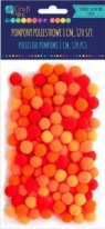 Pompony poliestrowe 1 cm mix pomarańczowy, 120 szt. (KSPO-025)
