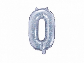 Balon foliowy Partydeco cyfra 0, 35 cm, holograficzny 14cal (FB10H-0-018)
