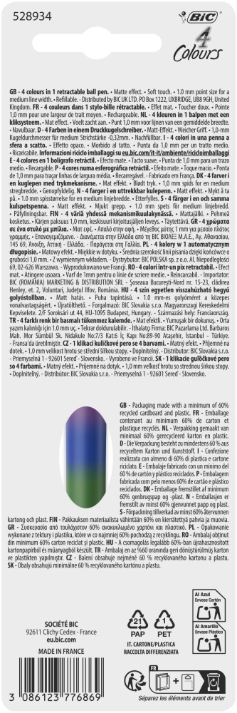 Długopis BIC 4 Colours Punch Rainbow blister 1szt.