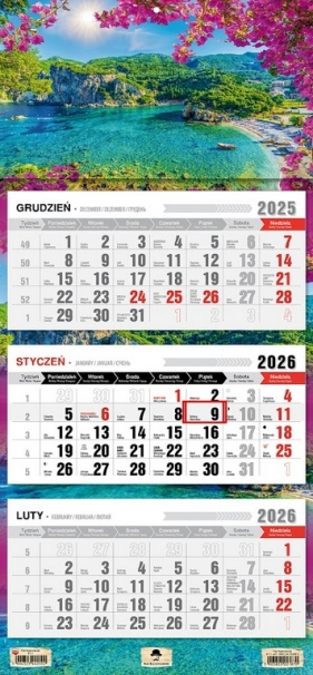 Kalendarz 2026 trójdzielny płaska główka - Korfu