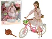 Lalka Emily różowy rower, kask, kwiat