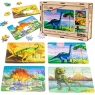  Puzzle drewniane 4w1 dinozaury