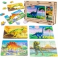Puzzle drewniane 4w1 dinozaury