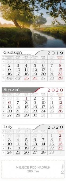 Kalendarz 2020 Trójdzielny Nad rzeką CRUX