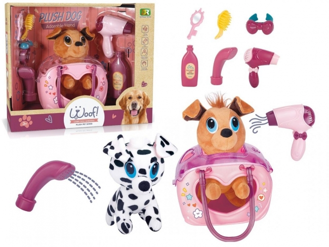 Piesek z torbą i akcesoriami