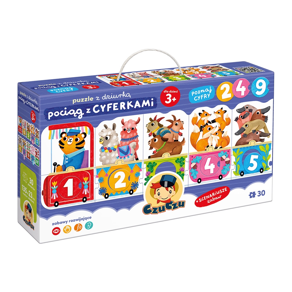 <img src='https://webimage.pl/pics/874/4/d5902983494874_6.jpg' style='height:440px' /> CzuCzu, Puzzle z dziurką - Pociąg z cyferkami