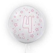 Balon Tuban 45cm cyfra 4 - Gwiazdki, różowy (TB 3687)