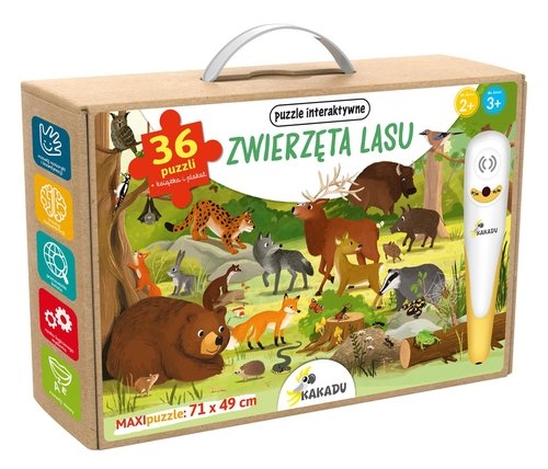 Zwierzęta lasu Puzzle interaktywne Kakadu