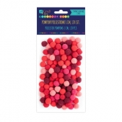Pompony poliestrowe 1 cm mix czerwony, 120 szt. (KSPO-026)