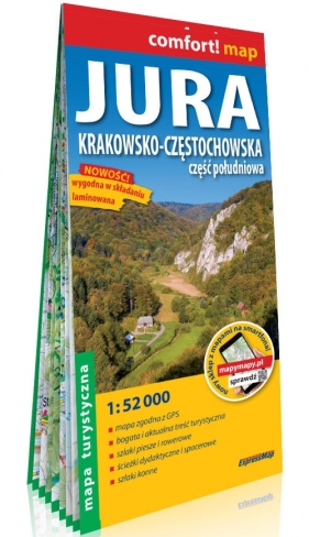 Jura Krakowsko-Częstochowska. Część południowa; laminowana mapa turystyczna 1:52 000
