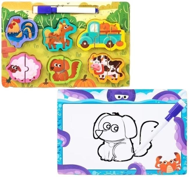2 w 1 puzzle drewno i tablica