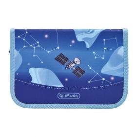Herlitz, Piórnik rozkładany 2 klapki z wyposażeniem - Cosmic Explorer