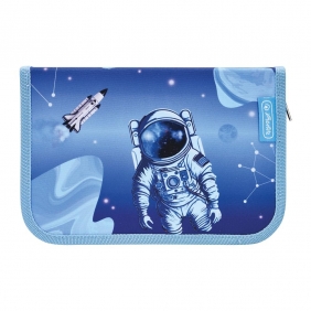 Herlitz, Piórnik rozkładany 2 klapki z wyposażeniem - Cosmic Explorer